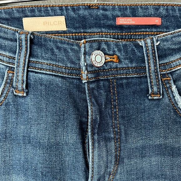 Anthropologie Pilcro Embroidered Boyfriend Jean Boho Slim Leg Crop Size 27 - Picture 7 of 15